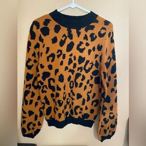 Who What Wear Leopard Print Sweater - Black and Tan Size small